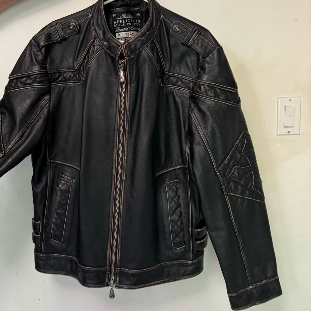 Affliction, black, premium limited edition, leather jacket, 3/30